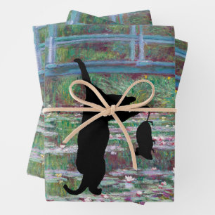 The Hanging Black Cat and Mouse Wrapping Paper Sheets