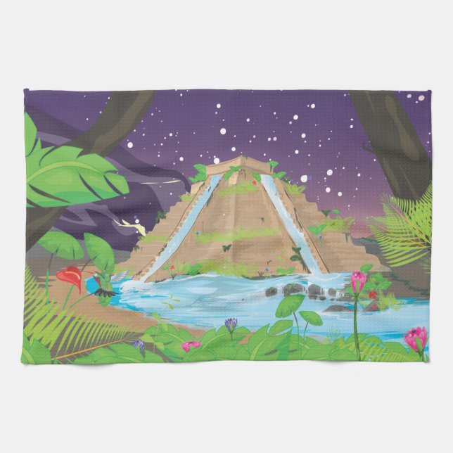 The Hanging Gardens of Babylon Kitchen Towel (Horizontal)