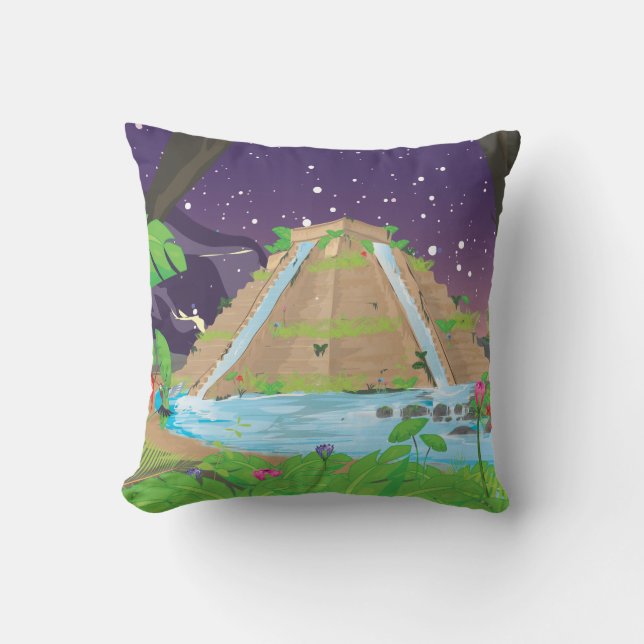 The Hanging Gardens of Babylon Throw Pillow (Front)
