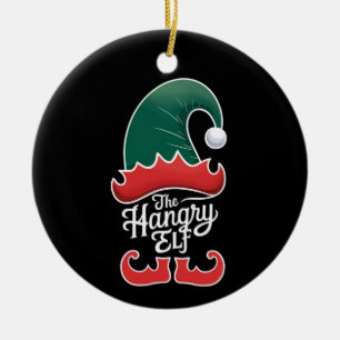 The Hangry Elf Family Matching Group Christmas Ceramic Ornament