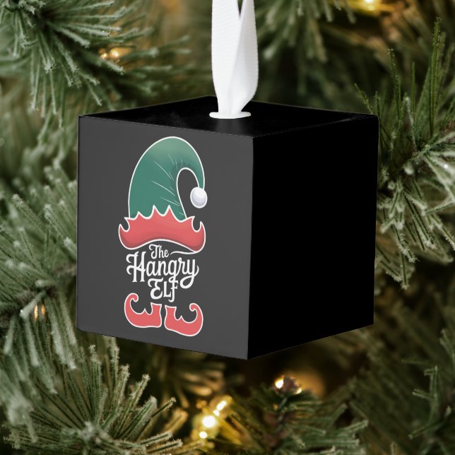 The Hangry Elf Family Matching Group Christmas  Cube Ornament (Tree)
