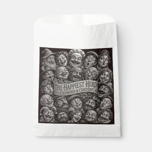 The Happiest Herd Crowded & Content Carved Faces P Favor Bag
