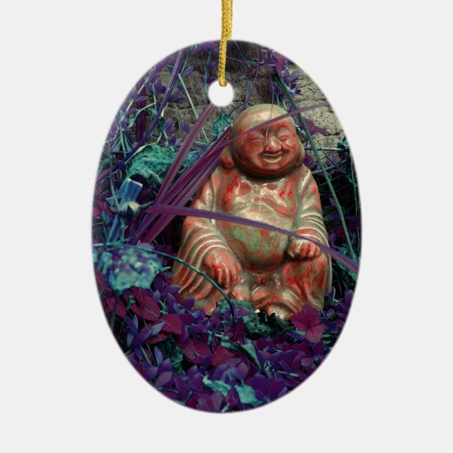 the happy buddah ceramic ornament (Front)