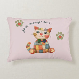 The Happy Cat Colorful Patchwork Custom Accent Pillow