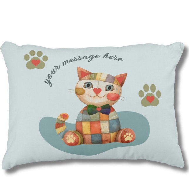 The Happy Cat Colorful Patchwork Custom Accent Pillow (Creator Uploaded)