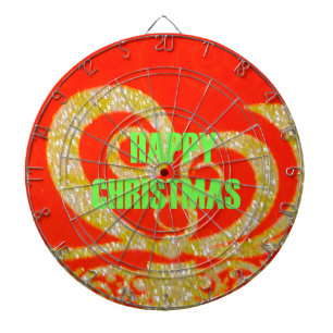 The Happy Christmas Red and Gold Collection. Dartboard With Darts