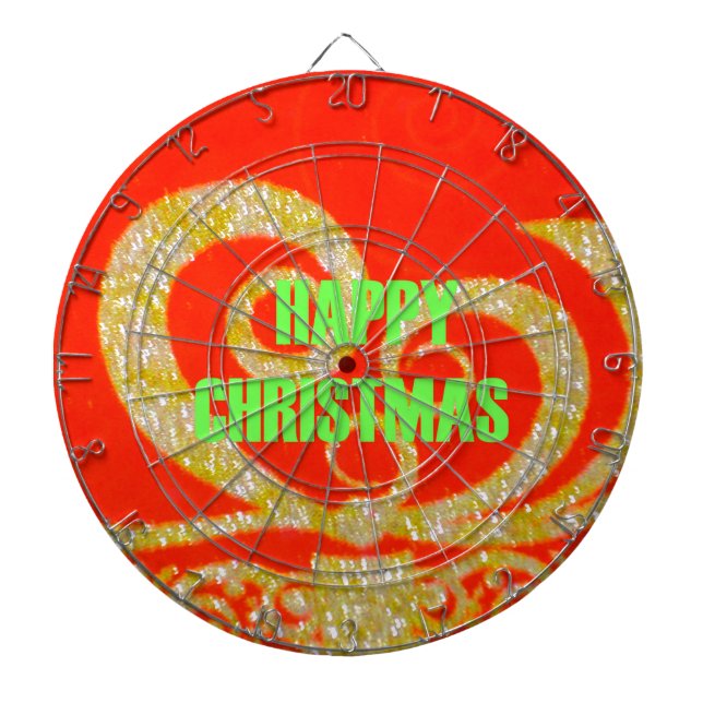 The Happy Christmas Red and Gold Collection. Dartboard With Darts (Front)