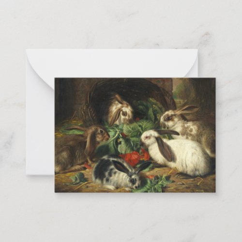 The Happy Family of Rabbits by Alfred Barber Note Card