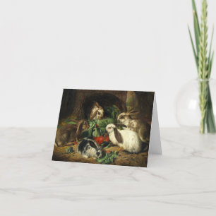 The Happy Family of Rabbits by Alfred Richar Letterpress Thank You Card