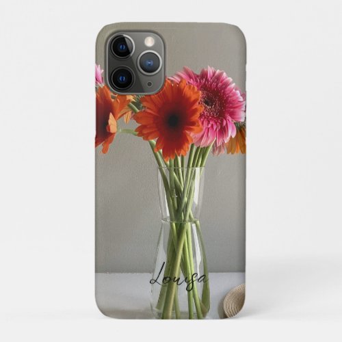 The Happy Gerbera Colorful Flower Custom Name iPhone 11 Pro Case