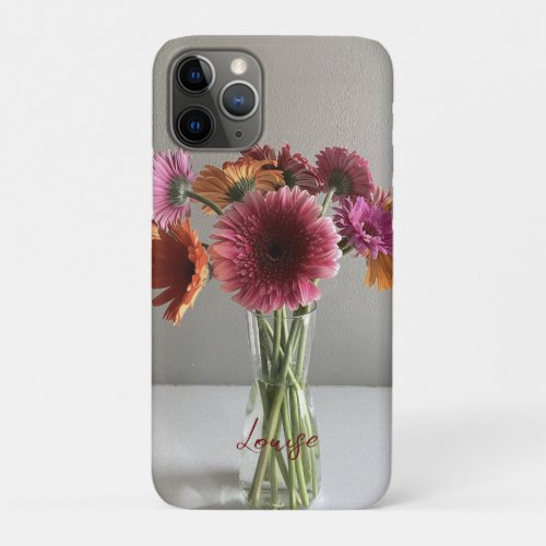 The Happy Gerbera Colorful Flower Custom Name iPhone 11 Pro Case