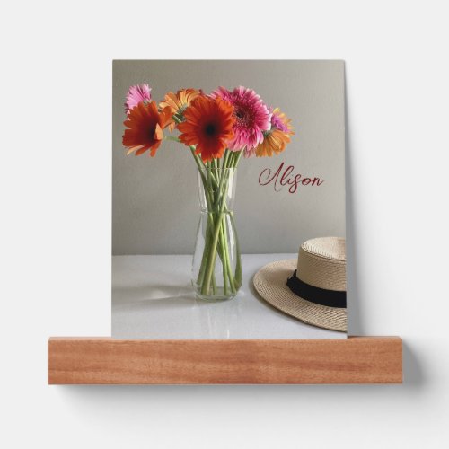 The Happy Gerbera Colorful Flower Custom Name Picture Ledge
