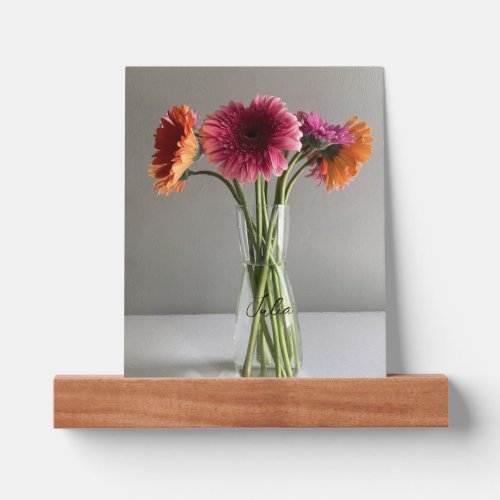 The Happy Gerbera Colorful Flower Custom Name Picture Ledge