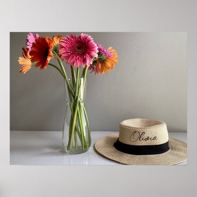 The Happy Gerbera Colorful Flower Poster (Front)