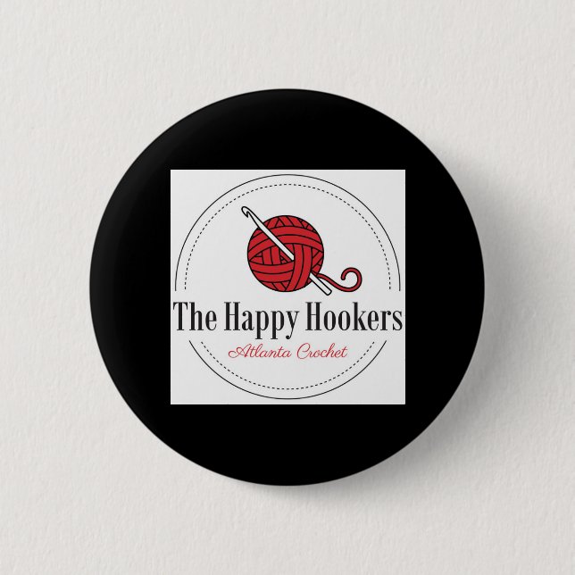 The Happy H Atlanta Crochet Logo Button-Blk Pinback Button (Front)