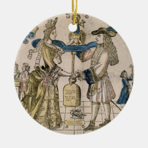 The Happy Marriage (stencil coloured woodcut) Ceramic Ornament