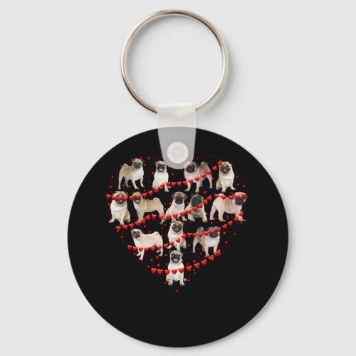 the happy pug dogs in my heart keychain