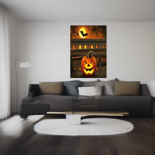 The happy pumpkin  AI Art Poster