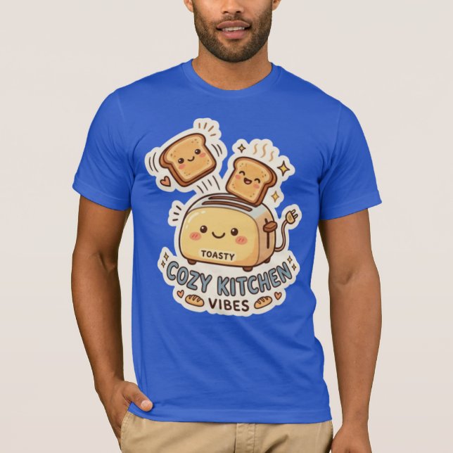The Happy Toaster | Quirky Breakfast Sticker Tee (Front)