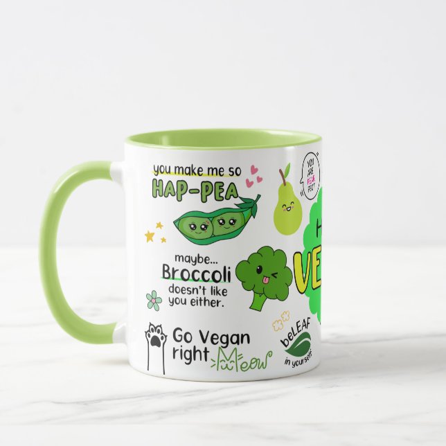 The Happy Vegan Mug - Funny Vegan Mug, Plant Based (Left)