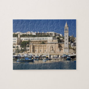 The harbor and church at Marsaskala on the Jigsaw Puzzle