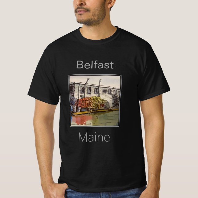 The Harbor and Lobster Traps at Belfast, Maine T-Shirt (Front)
