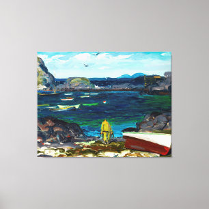 The Harbor, Monhegan Coast, Maine painting, Canvas Print