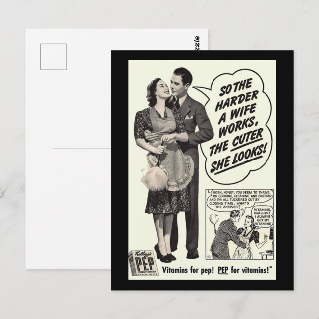 The Harder a Wife Works The Cuter She Looks Postcard (Front/Back)