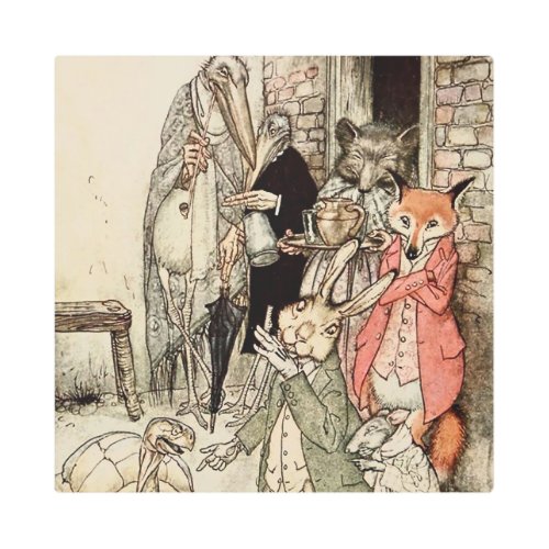 The Hare and the Tortoise by Arthur Rackham Metal Print