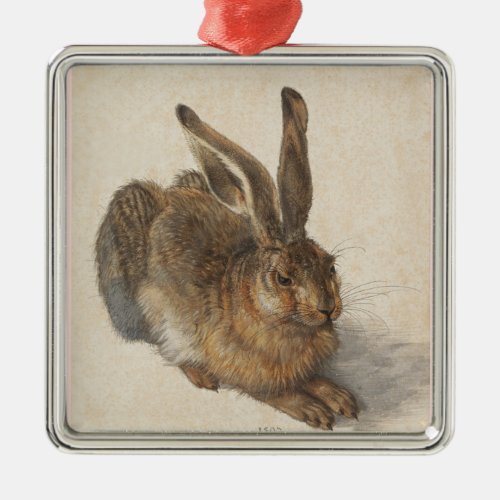 The Hare or  Young Hare in Winter Metal Ornament