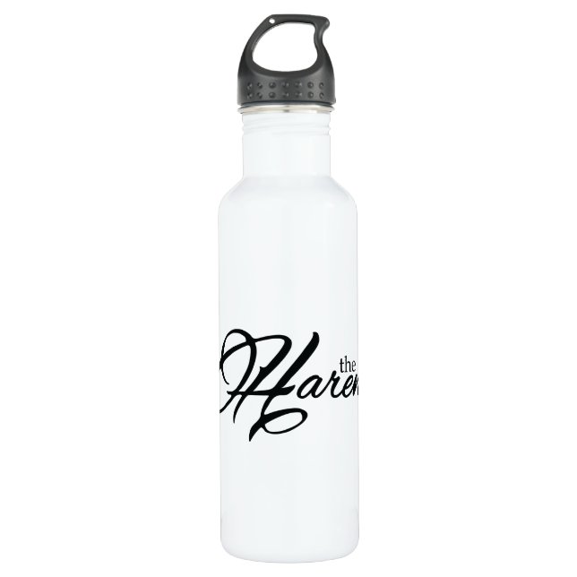 The Harem Black Logo Stainless Steel Water Bottle (Front)