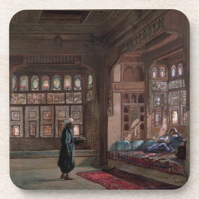 The Harem of Sheikh Sadat, Cairo, 1870 Drink Coaster (Front)