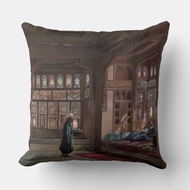 The Harem of Sheikh Sadat, Cairo, 1870 Throw Pillow (Front)