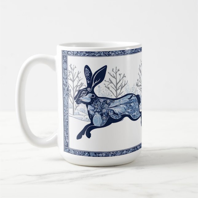 The Hares Winter's Whimsical Wandering Coffee Mug (Left)