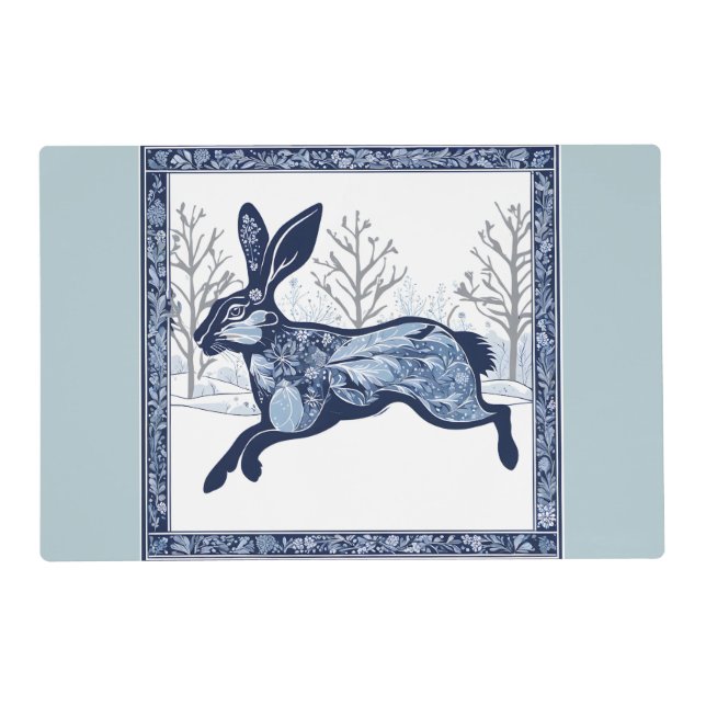The Hares Winter's Whimsical Wandering Placemat (Front)