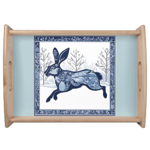 The Hares Winter's Whimsical Wandering Serving Tray