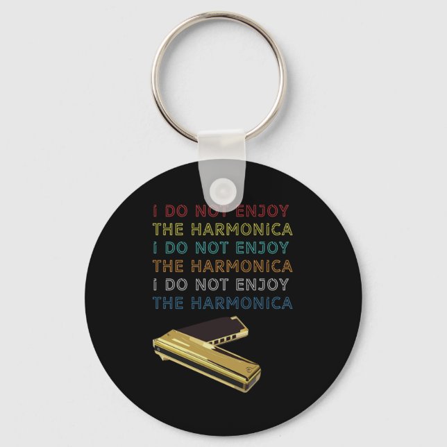 The Harmonica Instrument Blues Music Band Gift Keychain (Front)