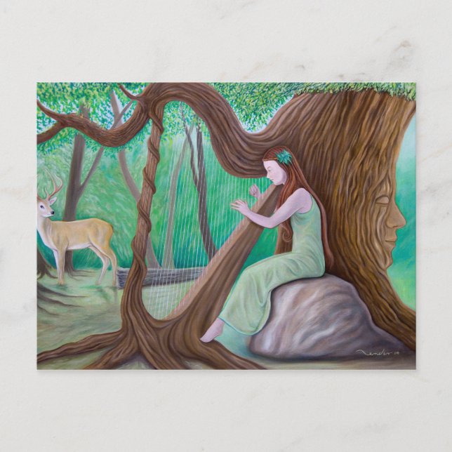"The Harpist and the Tree" Postcard (Front)