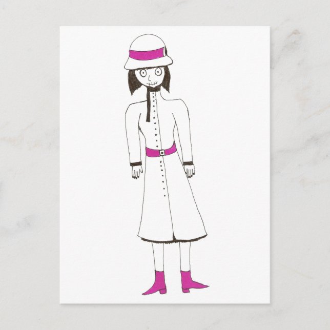 The Hat and Coat creepy girl Postcard (Front)
