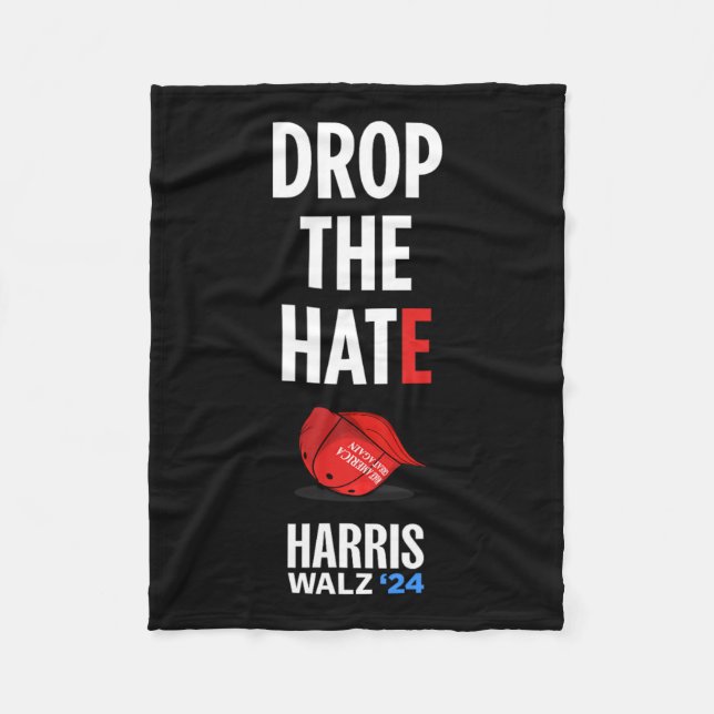 The Hate - No Maga Hat Vote Kamala Harris Tim Walz Fleece Blanket (Front)