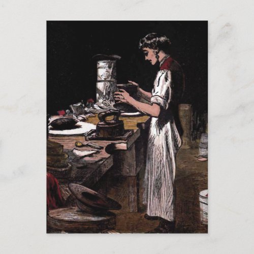 The Hatmaker Vintage Illustration Postcard