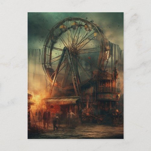 The Haunted Abandoned Circus Carnival dystopia Postcard