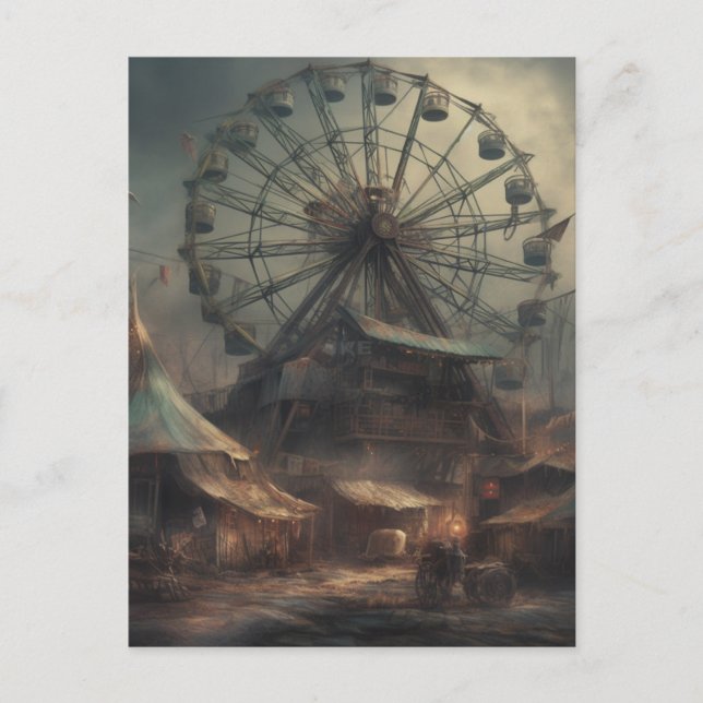 The Haunted Abandoned dystopian Carnival Postcard (Front)