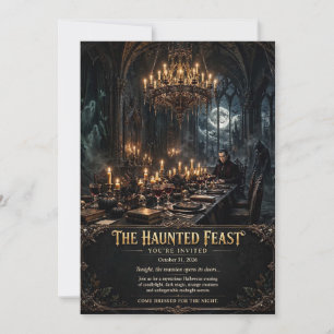 The Haunted Feast Gothic Mansion Halloween Dinner Invitation