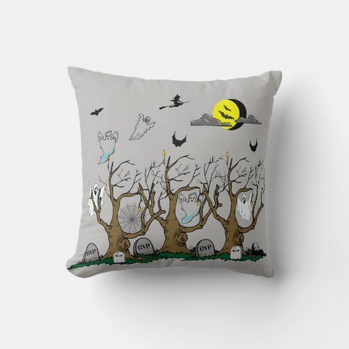 The Haunted Graveyard_ Throw Pillow