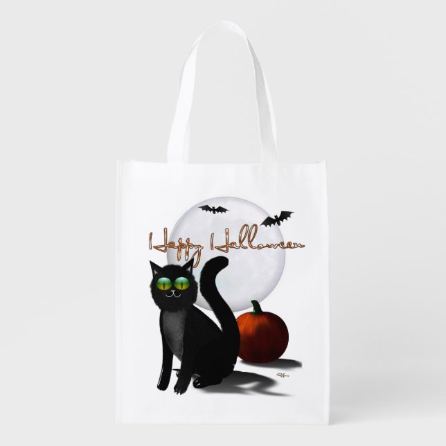 The Haunted Hills Folk Art HALLOWEEN Reusable Grocery Bag (Front)
