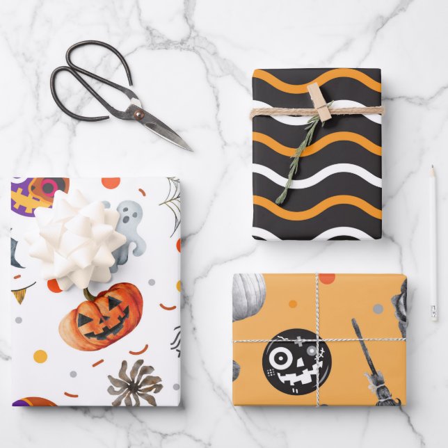THE HAUNTED NIGHT HALLOWEEN WRAPPING PAPER SHEETS (Front)