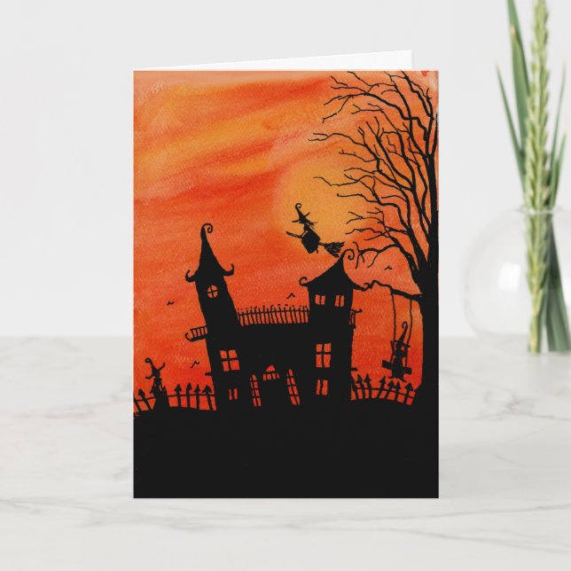 The Haunted Witches House Halloween Card (Front)