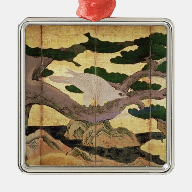 The Hawks in the Pines, 6 panel folding screen Metal Ornament (Front)