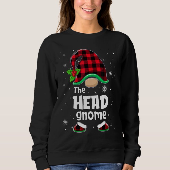 The Head Gnome Buffalo Plaid Christmas Matching Fa Sweatshirt (Front)